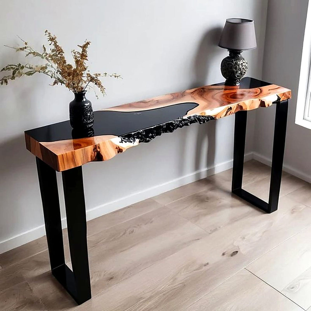 Mesa Arrimo Madera Nativa con Recina Epoxica
