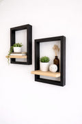 Set de 2 repisas Flotantes Marco Negro 30x24cm